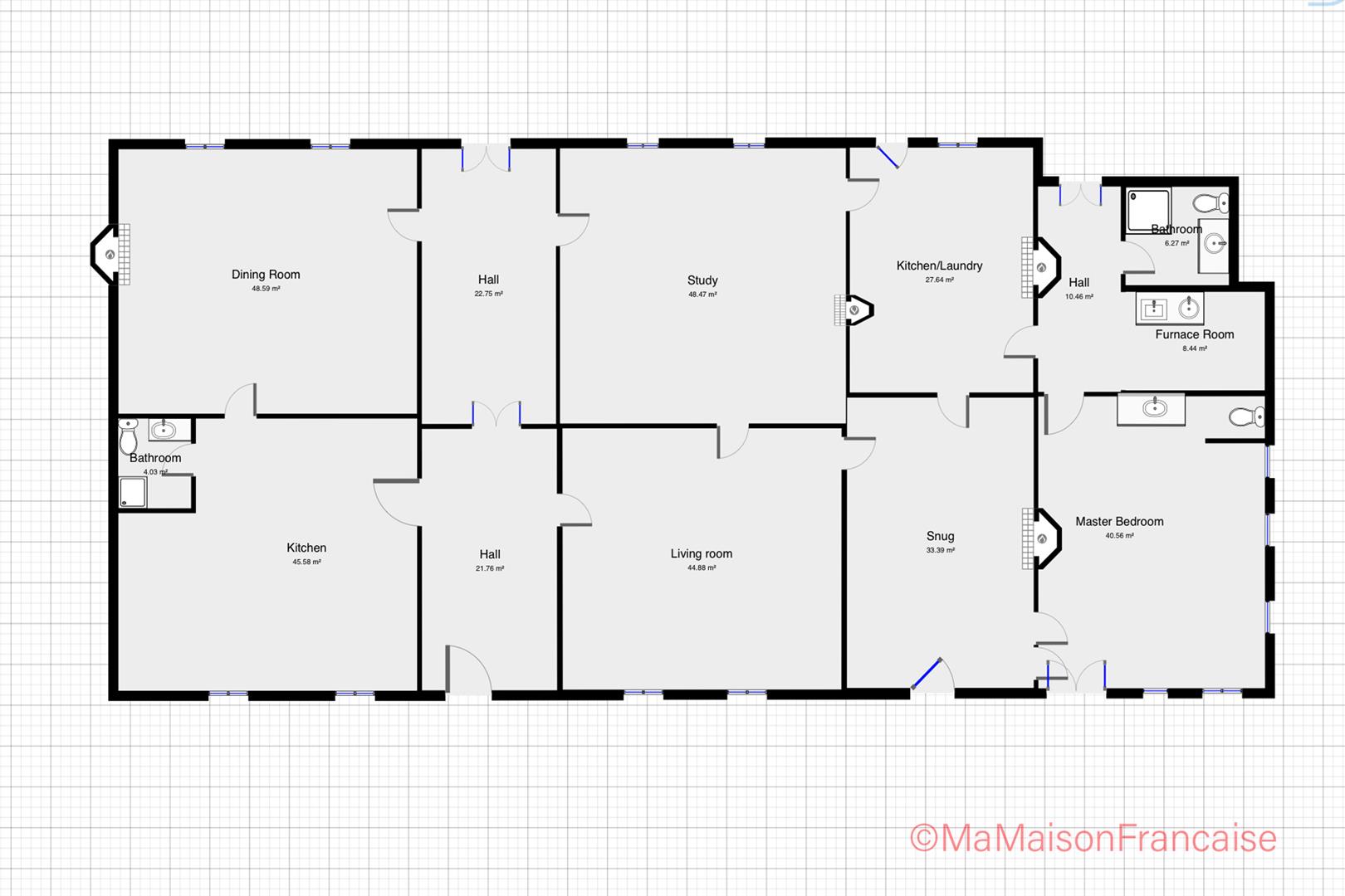 Impressive country house 4 receptions, 7 beds, lively village.