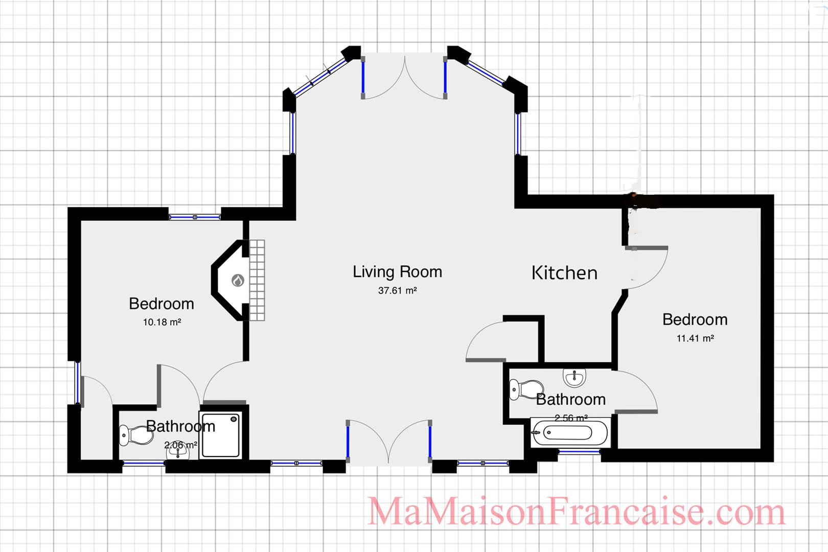 Luxury 2 bed/2 bath orangerie in grounds of a chateau adjacent to 27 hole golf course