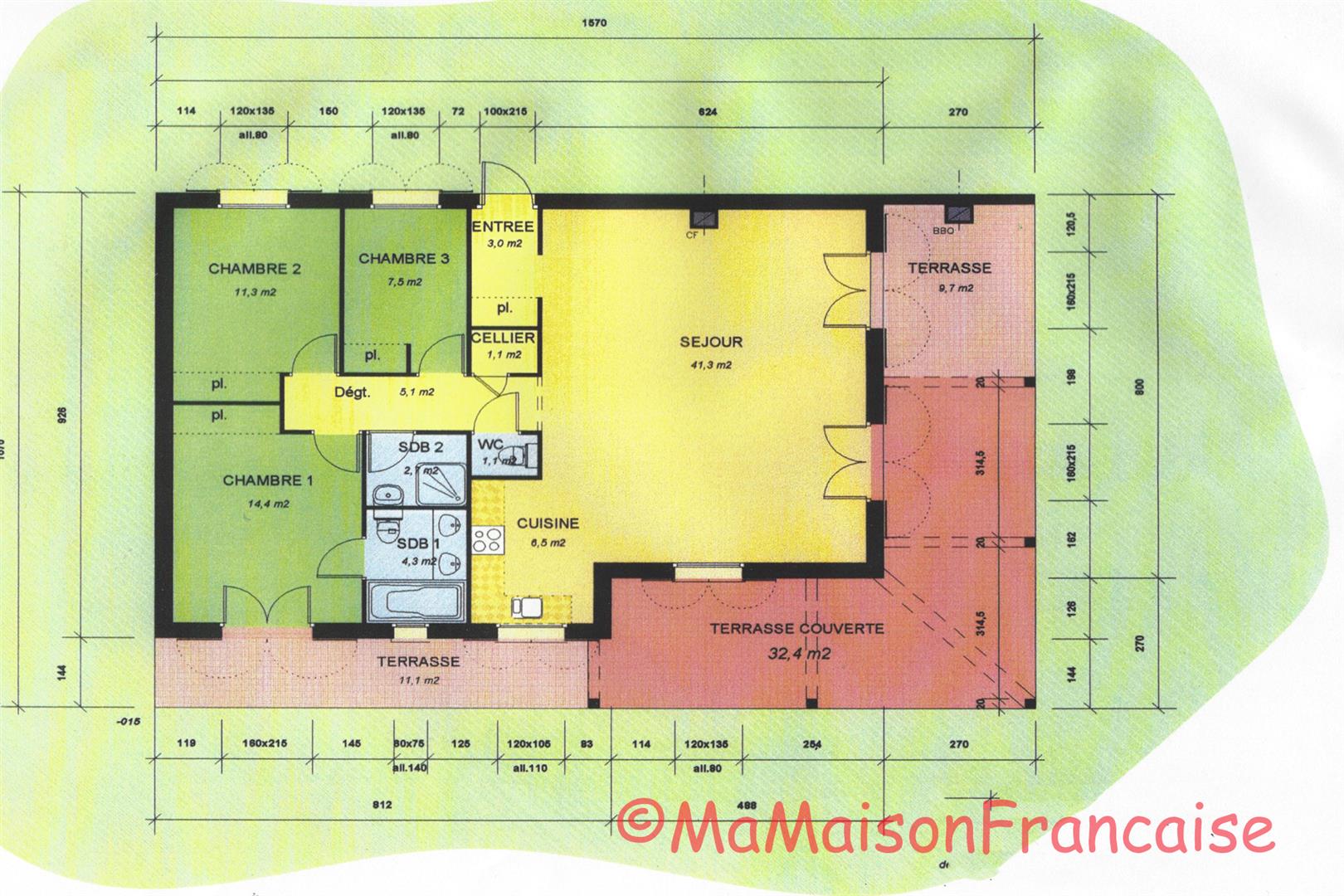 Villa individuelle 3 chambres/2 salles de bains près du terrain de golf 27 trous, avec piscine commune